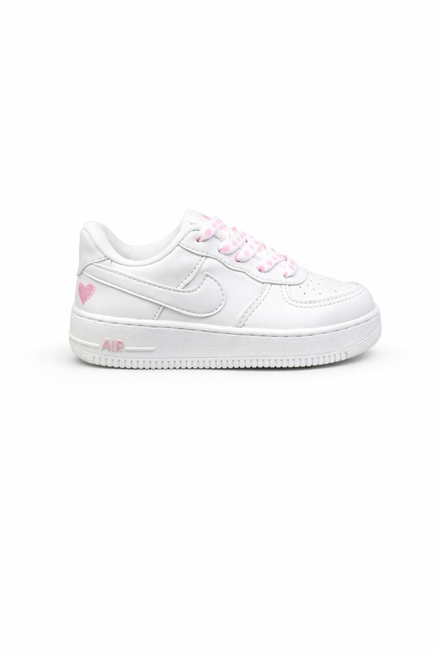 Nike Air Force de Coração Rosa Infantil